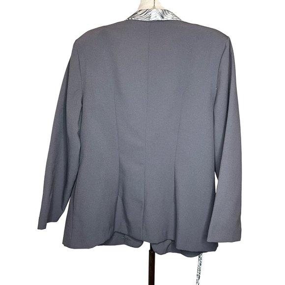 Sweet suit, women’s gray blazer size 18 gray ivory 1 button lapel long sleeve co - Picture 6 of 11